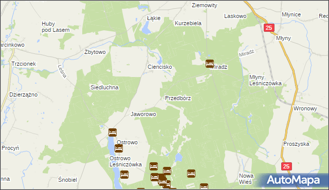 mapa Przedbórz gmina Strzelno, Przedbórz gmina Strzelno na mapie Targeo