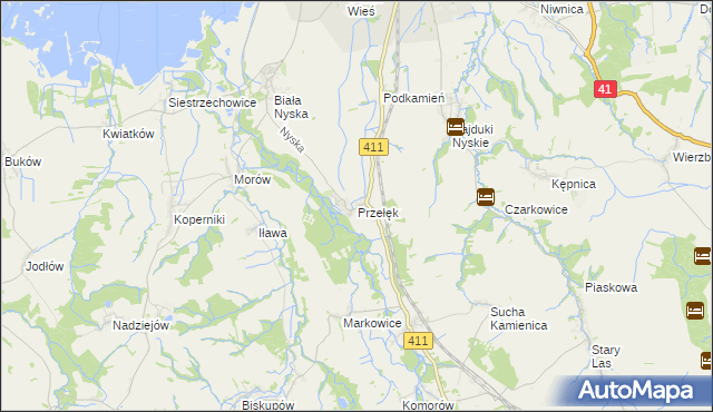 mapa Przełęk gmina Nysa, Przełęk gmina Nysa na mapie Targeo