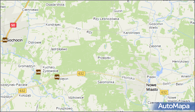 mapa Przepitki gmina Nowe Miasto, Przepitki gmina Nowe Miasto na mapie Targeo