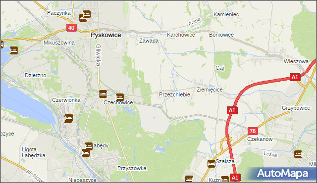 mapa Przezchlebie, Przezchlebie na mapie Targeo