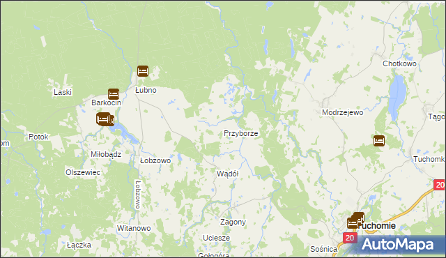 mapa Przyborze gmina Kołczygłowy, Przyborze gmina Kołczygłowy na mapie Targeo