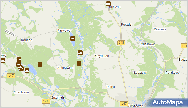 mapa Przyborze gmina Łobez, Przyborze gmina Łobez na mapie Targeo