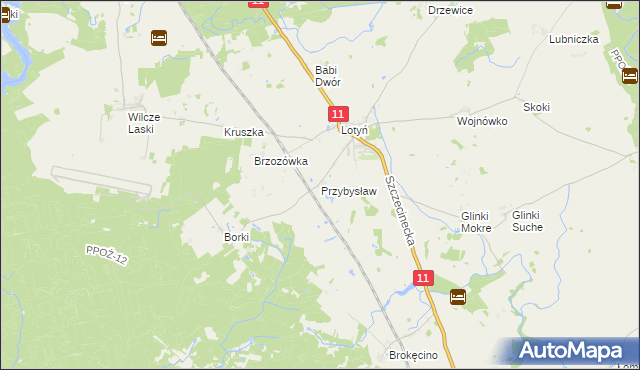 mapa Przybysław gmina Okonek, Przybysław gmina Okonek na mapie Targeo