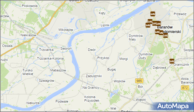 mapa Przykop gmina Padew Narodowa, Przykop gmina Padew Narodowa na mapie Targeo