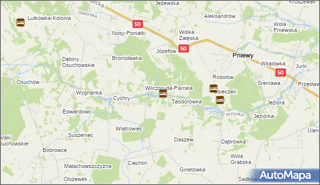 mapa Przykory gmina Pniewy, Przykory gmina Pniewy na mapie Targeo