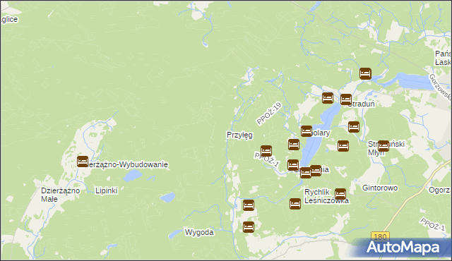 mapa Przyłęg gmina Trzcianka, Przyłęg gmina Trzcianka na mapie Targeo