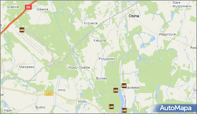 mapa Przypólsko gmina Osina, Przypólsko gmina Osina na mapie Targeo