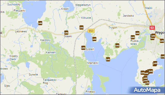 mapa Przystań gmina Węgorzewo, Przystań gmina Węgorzewo na mapie Targeo