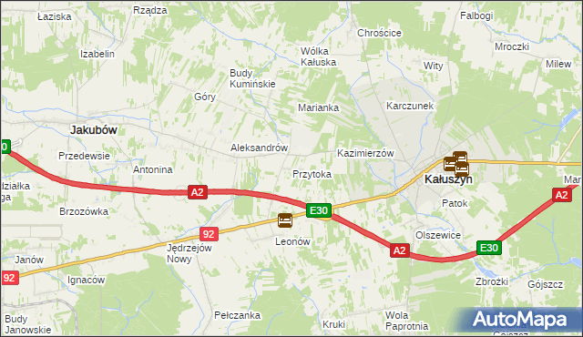 mapa Przytoka gmina Kałuszyn, Przytoka gmina Kałuszyn na mapie Targeo