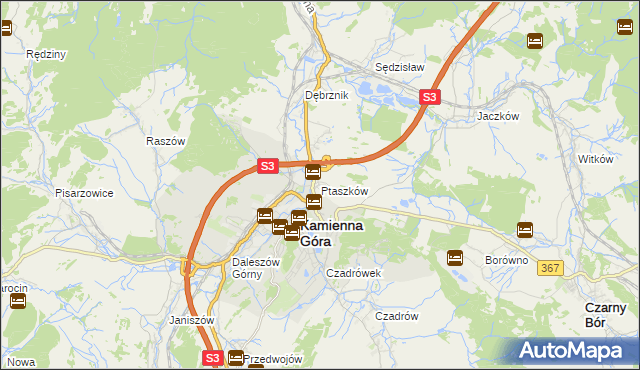 mapa Ptaszków, Ptaszków na mapie Targeo