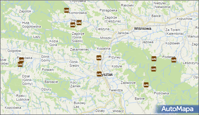 mapa Pułanki gmina Frysztak, Pułanki gmina Frysztak na mapie Targeo