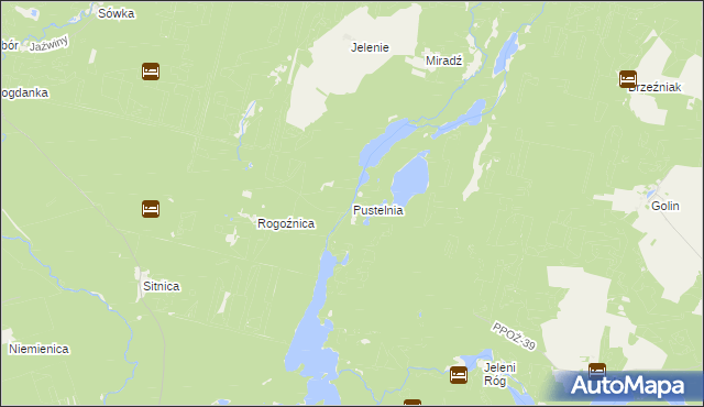 mapa Pustelnia gmina Człopa, Pustelnia gmina Człopa na mapie Targeo