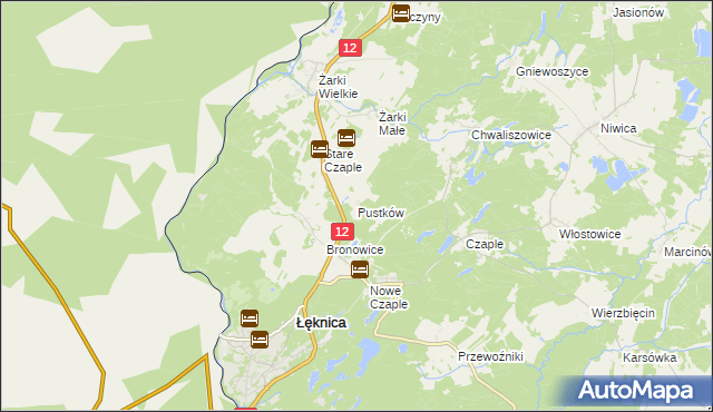 mapa Pustków gmina Trzebiel, Pustków gmina Trzebiel na mapie Targeo