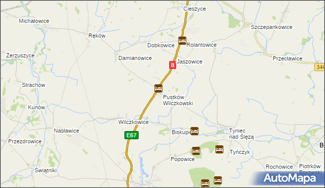 mapa Pustków Wilczkowski, Pustków Wilczkowski na mapie Targeo