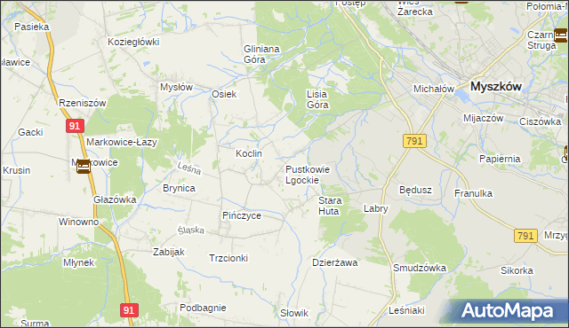 mapa Pustkowie Lgockie, Pustkowie Lgockie na mapie Targeo