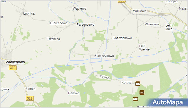 mapa Puszczykowo gmina Kamieniec, Puszczykowo gmina Kamieniec na mapie Targeo