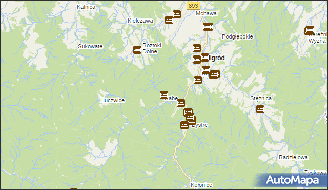 mapa Rabe gmina Baligród, Rabe gmina Baligród na mapie Targeo