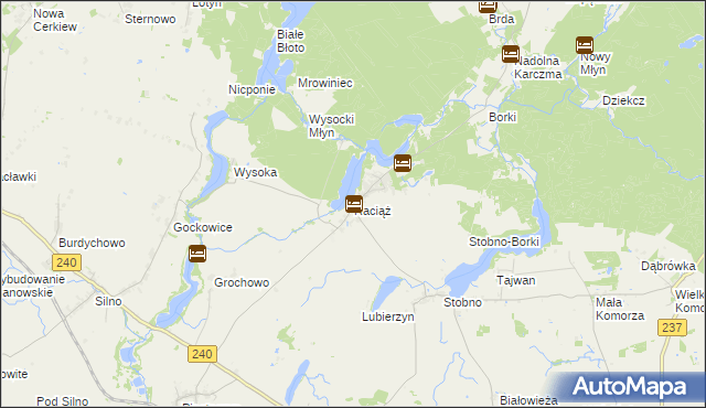mapa Raciąż gmina Tuchola, Raciąż gmina Tuchola na mapie Targeo