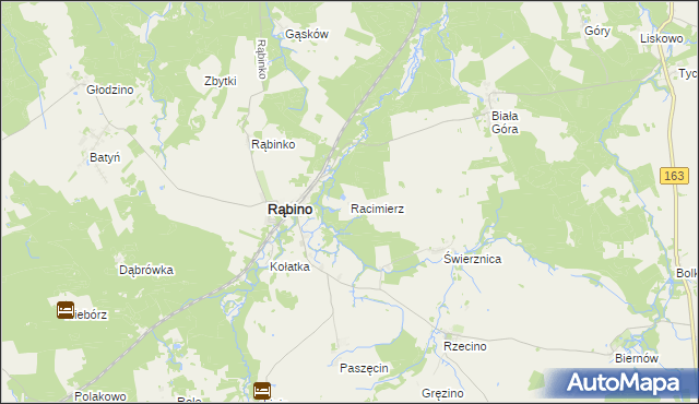 mapa Racimierz gmina Rąbino, Racimierz gmina Rąbino na mapie Targeo