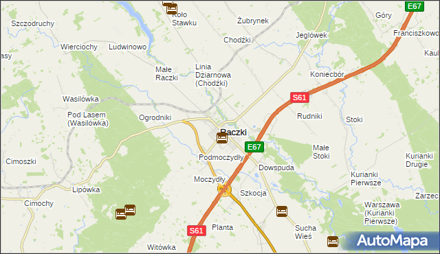 mapa Raczki powiat suwalski, Raczki powiat suwalski na mapie Targeo