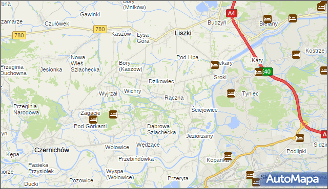 mapa Rączna, Rączna na mapie Targeo