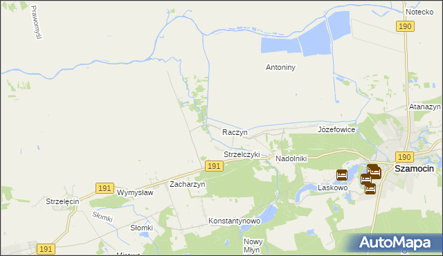 mapa Raczyn gmina Szamocin, Raczyn gmina Szamocin na mapie Targeo