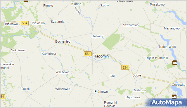 mapa Radomin powiat golubsko-dobrzyński, Radomin powiat golubsko-dobrzyński na mapie Targeo