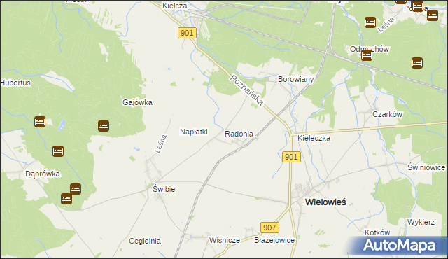 mapa Radonia gmina Wielowieś, Radonia gmina Wielowieś na mapie Targeo