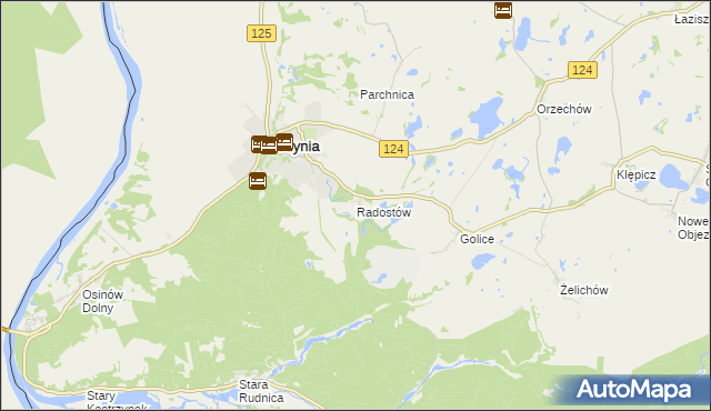 mapa Radostów gmina Cedynia, Radostów gmina Cedynia na mapie Targeo