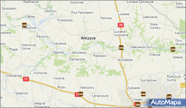 mapa Radoszki gmina Wilczyce, Radoszki gmina Wilczyce na mapie Targeo