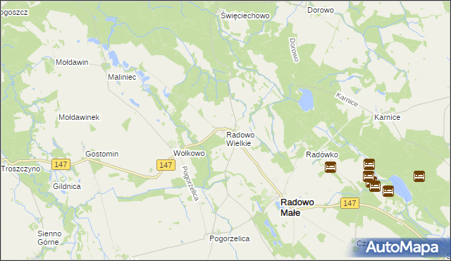 mapa Radowo Wielkie, Radowo Wielkie na mapie Targeo