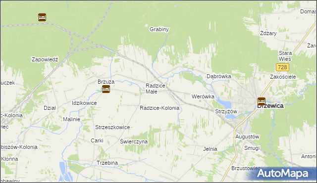 mapa Radzice Duże, Radzice Duże na mapie Targeo