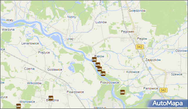 mapa Raków gmina Oborniki Śląskie, Raków gmina Oborniki Śląskie na mapie Targeo