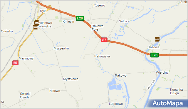 mapa Rakowiska gmina Nowy Dwór Gdański, Rakowiska gmina Nowy Dwór Gdański na mapie Targeo