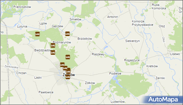 mapa Raszewy gmina Żerków, Raszewy gmina Żerków na mapie Targeo