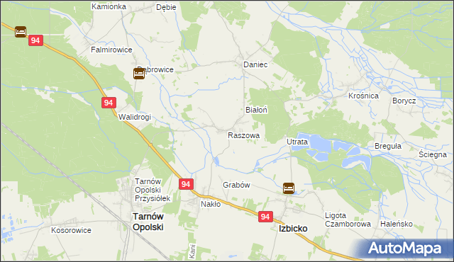 mapa Raszowa gmina Tarnów Opolski, Raszowa gmina Tarnów Opolski na mapie Targeo