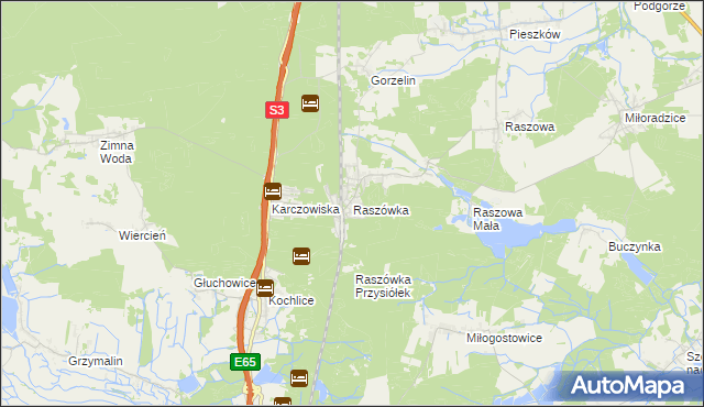 mapa Raszówka, Raszówka na mapie Targeo