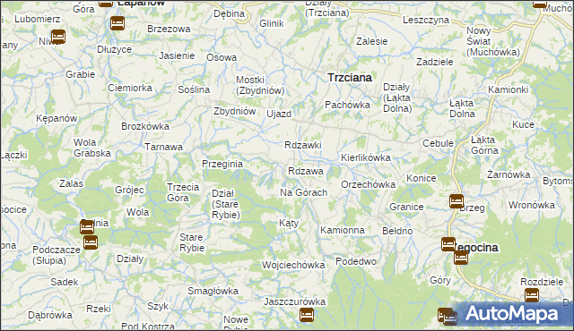mapa Rdzawa, Rdzawa na mapie Targeo