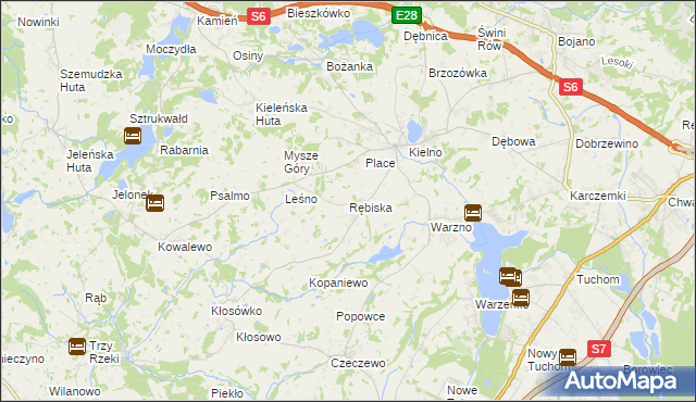 mapa Rębiska gmina Szemud, Rębiska gmina Szemud na mapie Targeo