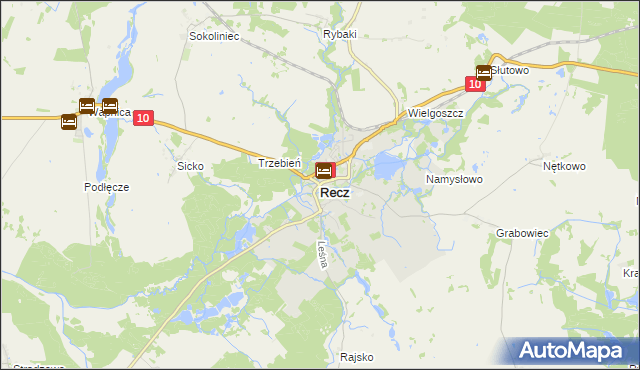 mapa Recz powiat choszczeński, Recz powiat choszczeński na mapie Targeo