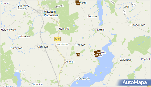 mapa Rodowo gmina Prabuty, Rodowo gmina Prabuty na mapie Targeo