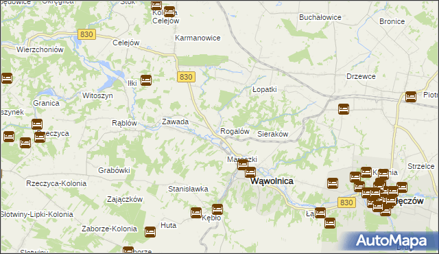 mapa Rogalów gmina Wąwolnica, Rogalów gmina Wąwolnica na mapie Targeo
