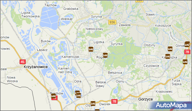 mapa Rogów gmina Gorzyce, Rogów gmina Gorzyce na mapie Targeo