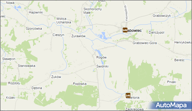 mapa Rogów gmina Grabowiec, Rogów gmina Grabowiec na mapie Targeo