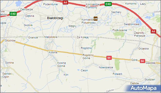 mapa Rogóżno, Rogóżno na mapie Targeo