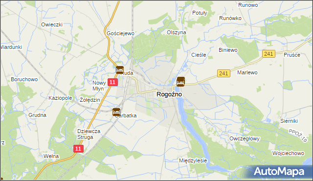 mapa Rogoźno powiat obornicki, Rogoźno powiat obornicki na mapie Targeo