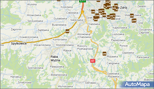 mapa Rokiciny Podhalańskie, Rokiciny Podhalańskie na mapie Targeo