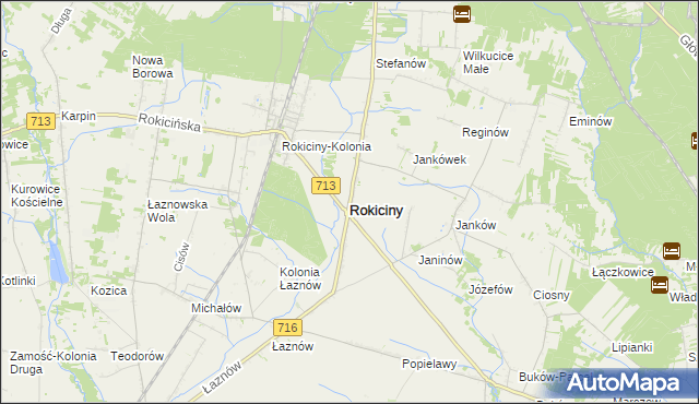 mapa Rokiciny powiat tomaszowski, Rokiciny powiat tomaszowski na mapie Targeo