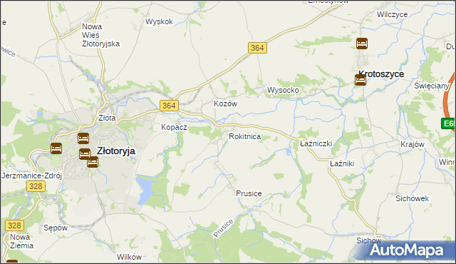 mapa Rokitnica gmina Złotoryja, Rokitnica gmina Złotoryja na mapie Targeo