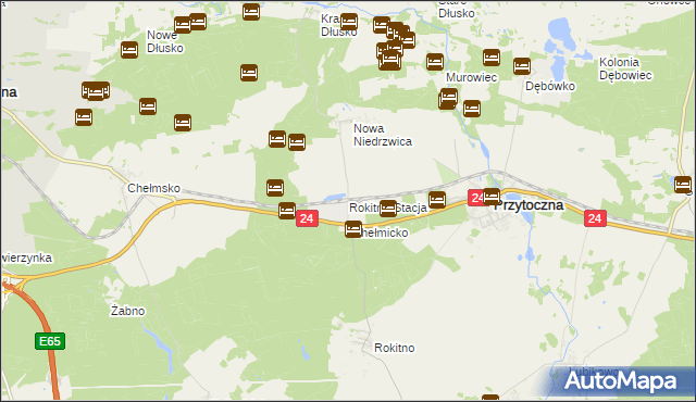 mapa Rokitno-Stacja, Rokitno-Stacja na mapie Targeo